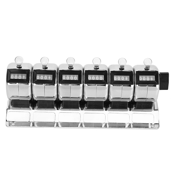 Mekanisk Counter Metal Manuell Clicker 4&#8209;Sifret Sammenhengende 6 Enheter Rustfritt stål Tally