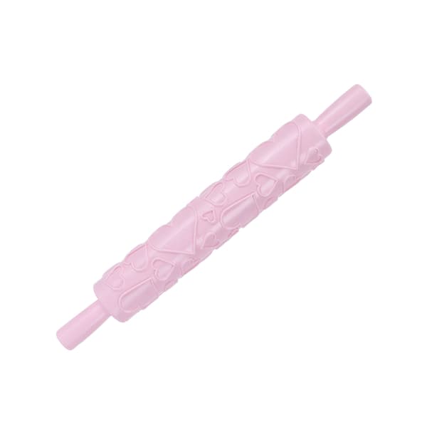 Fondant kjevle i plast preget rulle for kaker, kjeks, bakverk, kakepynt (hjerteform)