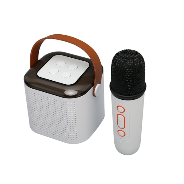 Karaoke-maskin Stereo RGB-lys Bærbar Bluetooth-høyttaler med 1 mikrofon for hjemmefest Hvit