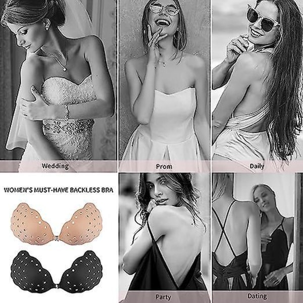 Andningsbar axelbandslös självhäftande Push Up Rygglös BH i Complexion D Cup