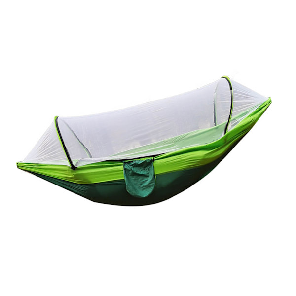 Camping hængekøje med net 210T nylon taft automatisk hurtig åbning hængekøje telt til udendørs 260x140cm/102x55in frugt grøn