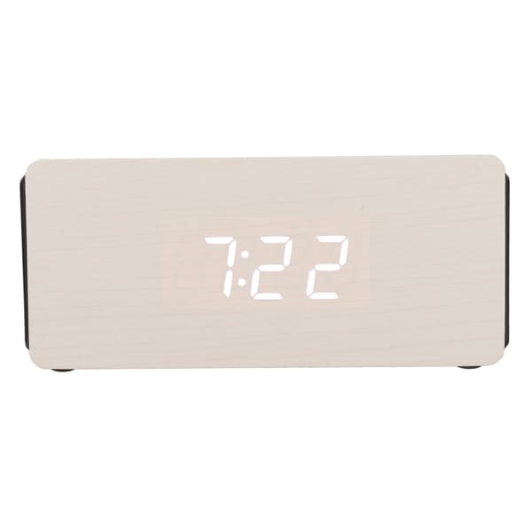 Vit Träklocka Intelligent 4 Växlar Ljusstyrka Bluetooth 15W Trä LED-klocka för Barn