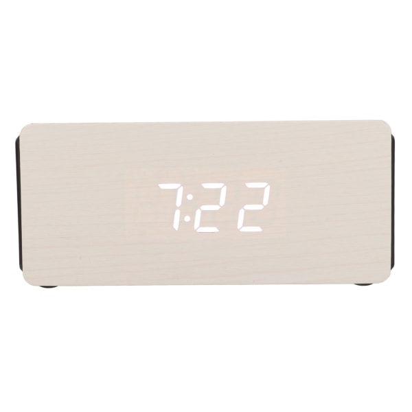 White Wood Clock Intelligent 4 Gears Lysstyrke Bluetooth 15W tre LED-klokke for barn