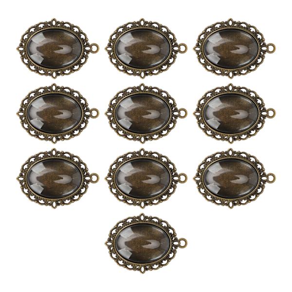 10 set glasplåsterhänge ovala brickor glascabochon klara kupolplattor DIY smyckesmaterial