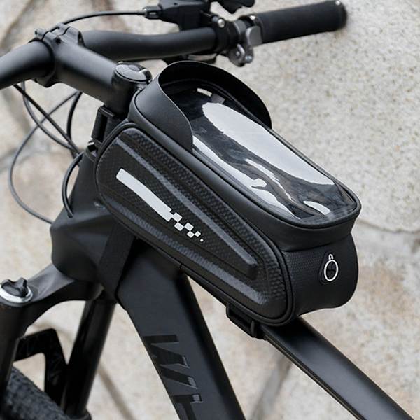 PVC Sort Hard Shell Vandtæt Performance Touching Screen Cykel Taske Mobiltelefon Cykling Pakke Udstyr