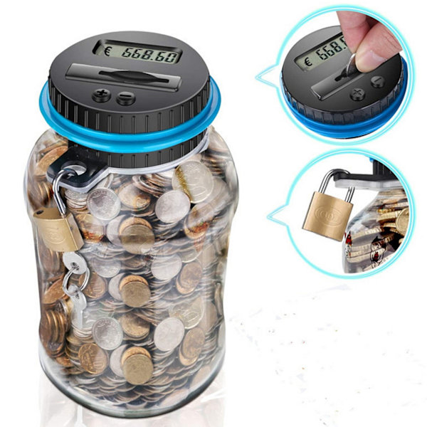 Elektronisk digital myntsparbössa med LCD-display Smart Counter Piggy Bank med nyckellås