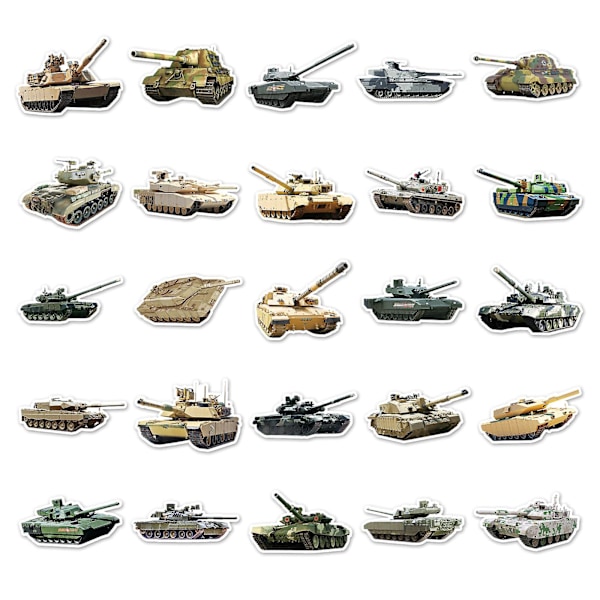 Tarrat 50 vedenpitävää tarraa kannettaville tietokoneille, kitaroille, moottoripyörille ja muihin lasten ja teinien syntymäpäiväjuhliin Tankki