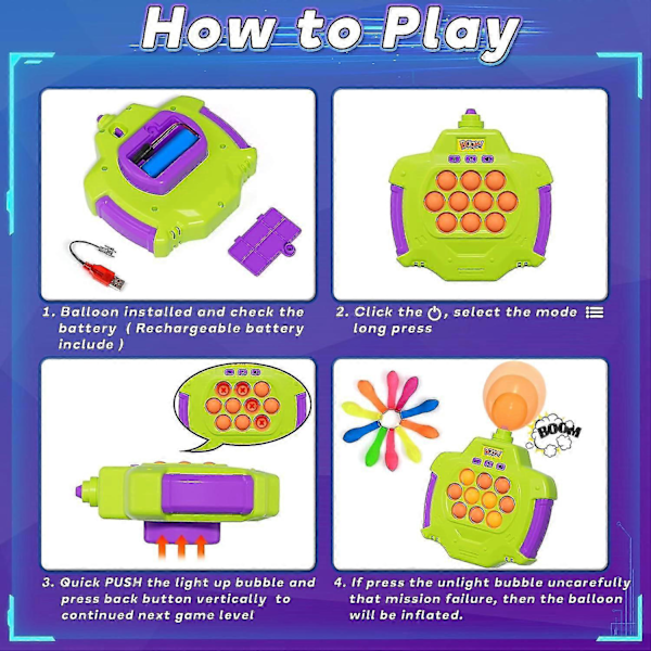 Elektroniskt Pop-spel för Barn och Vuxna, Snabbt Tryck Bubblor Spelkonsol, Handhållet Pop Elektronisk Sensorisk Klämleksak för Barn i Åldern 4-12 -CHN