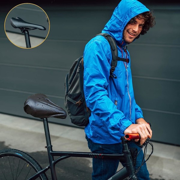 3-pack svart vanntett sykkelsete regntrekk med elastisk bånd, sykkelsalbeskyttelse