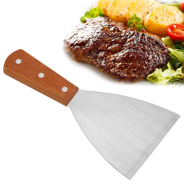 Rostfri Non Stick Värmebeständig BBQ Grill Beafsteak Spatel Vändare Matlagningsverktyg