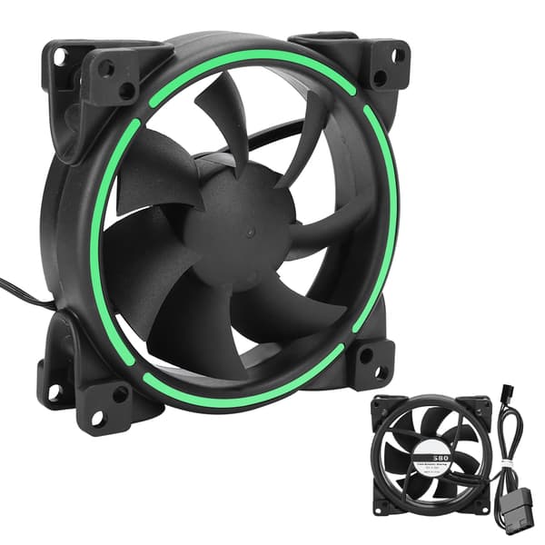12V 24CFM LED Køleventilator 1500RPM Lydløs CPU-køler Computer Chassis Radiator Grøn