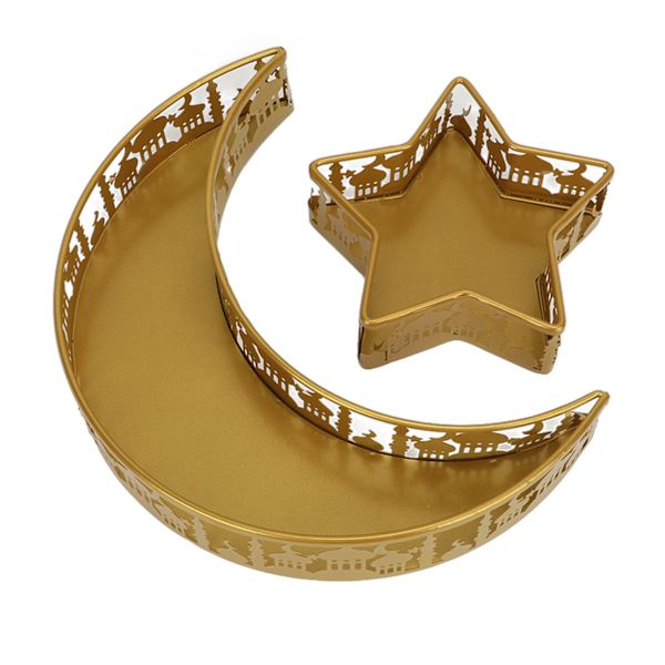 Måne Stjerne Form Bakker Bord Dekorative Middagstallerken Frugt Dessert Nødder Serveringsbakke Guld Farve