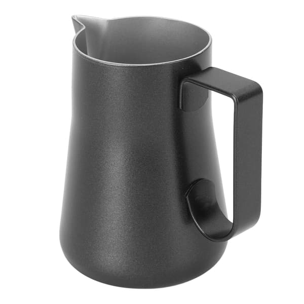 Mælkeskummerkande i rustfrit stål, kande til opskumning, blandekop til kaffedrikke 350 ml sort