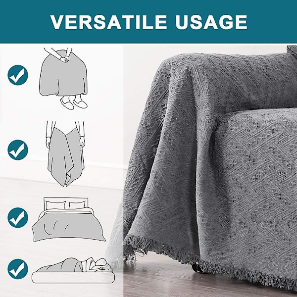 Grå Sofa Betræk Vaskbar Sofa Beskytter til Hunde Geometrisk Vævet Stof 35,4\"x70,9\"