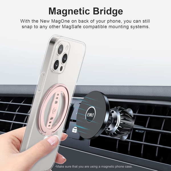 Rose Gold-Ny (oppgradert) telefonholder med silikongrep kompatibel med MagSafe, magnetisk ringholder, kun for iPhone 14, 13, 12 Pro/Max/Plus
