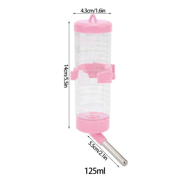 Automatisk No Drip Hamster Drinking Fountain 125ML pink