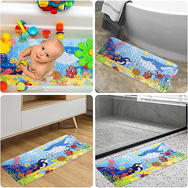 Halksäker Babybadmatta, 100x40cm Halksäker Badkarmatta, Halksäker Duschmatta med 200 Sugkoppar PVC-Material för Barn och Baby, BPA-Fri & Maskintvättbar