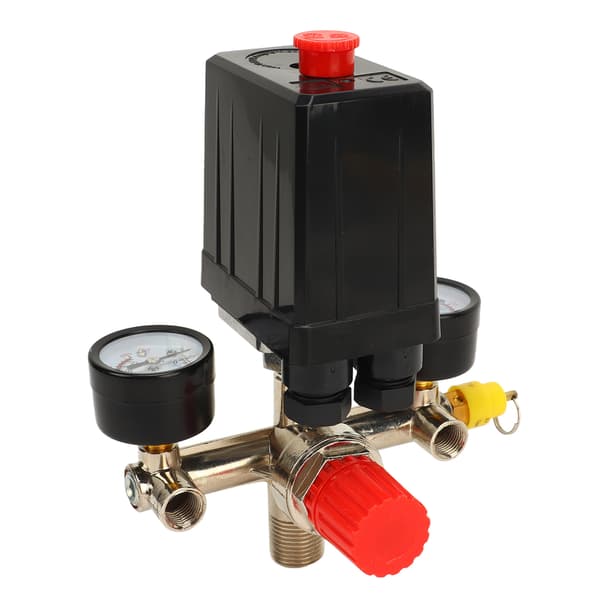 Luftkompressor tryckbrytare 0 till 180PSI tryckregulator reglerventil med 2 mätare