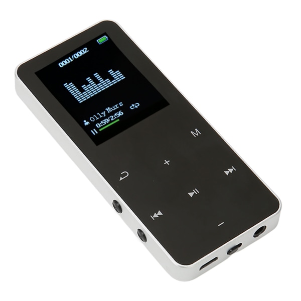MP3-spelare 8G Bluetooth 4,2 1,8 tums skärm Brusreducering Förlustfri bärbar MP4-spelare med översättningsordbok Silver