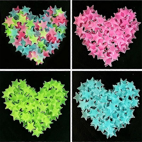 400 stk. selvlysende klistremerker fluorescerende stjerne veggklistremerke plast selvklebende barnerom dekorativt klistremerke 4 farger 3CM