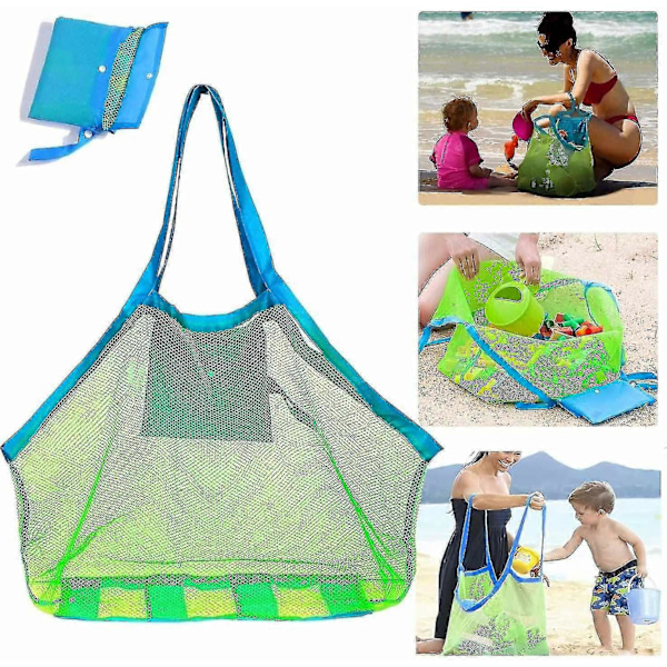 Mesh Strandtaske Ekstra Store Strandtasker og Tasker Tote Rygsæk Legetøj Håndklæder Sand Væk Til Opbevaring
