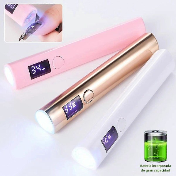 LIMEGIRL Bærbar UV LED Neglelampe Mini med LED Display Genopladelig Manicure Tørrer til Neglepudder Blanco