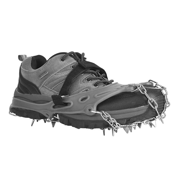 1 par universelle 19 tænder Anti Slip Ice Cleat Sko Greb Spikes Klamper Crampons til Vandring Klatringgrå