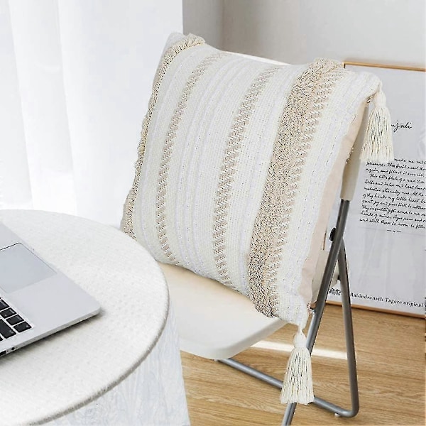 Moderne Enkle Geometriske Pudebetræk Strikket Dekorativ Beige Sofa Stue 1stk45*45cm