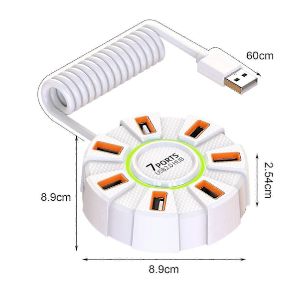 USB HUB Dockningsstation med 7 Portar Höghastighetsdataöverföring Anti-Interferensdesign Överströmsskydd Expansionsdocka Svart 60cm