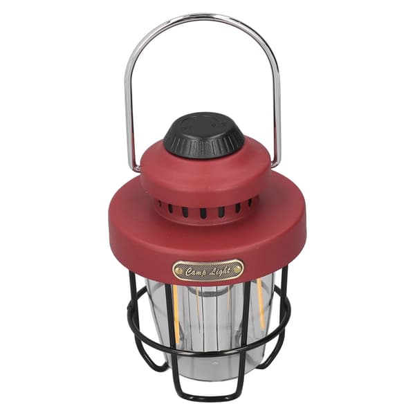 Campinglanterne Retro USB-lading 3 lysmoduser IPX4 vanntett campinglys for utendørs rød