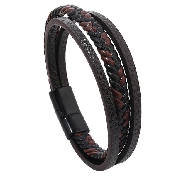 Enkelt Retro Läderarmband Allmatch Spänne Armring för Jubileumspresent Brun 21cm