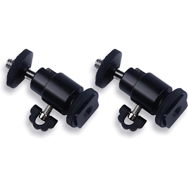 2st Kamera Mini Kulhuvud, 1/4' Blixtskofäste Stativadapter med 360 Graders Rotation
