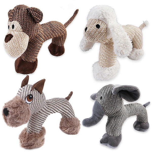 18x15 cm Husdjursleksaker, Plyschleksaker för husdjur, Bomulls- och linne stickning, Tuggleksaker för valpar och mellanstora hundar - Elefant