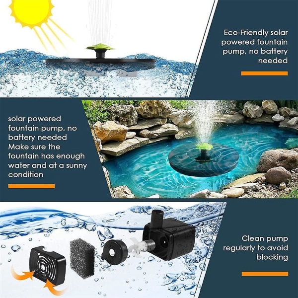 2021 opgraderet solcelledrevet flydende springvandspumpe med 5 dyser - udendørs dykvandspumpe til dam, swimmingpool