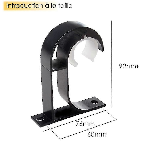4 st Gardinstångshållare, Hängande stånghållare i aluminiumlegering, Garderobsskåp, Takfäste för gardinstång (svart)
