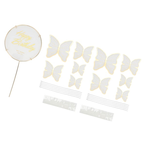 3 set fjärilskakinsats 3D färgfjärilskakinsats kort cupcake topper födelsedag bröllopsfest dekoration vit