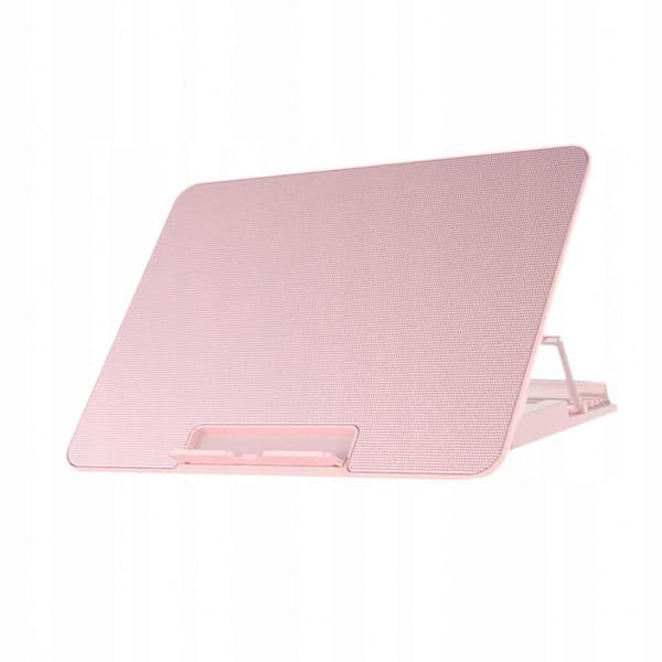 Stille bærbar køleplade med dobbelte USB-porte - Pink laptopstativ til varmeafledning