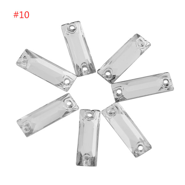200 st/förpackning Flatback Akryl harts sömnad Glänsande kristall med hål hantverkstillbehör (#10)