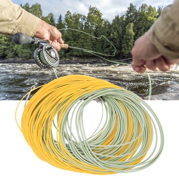 Nylon Grön Gul PVC Beläggning Svetsad Ring Motvikt Front Flytande Flugfiske LineWF6F