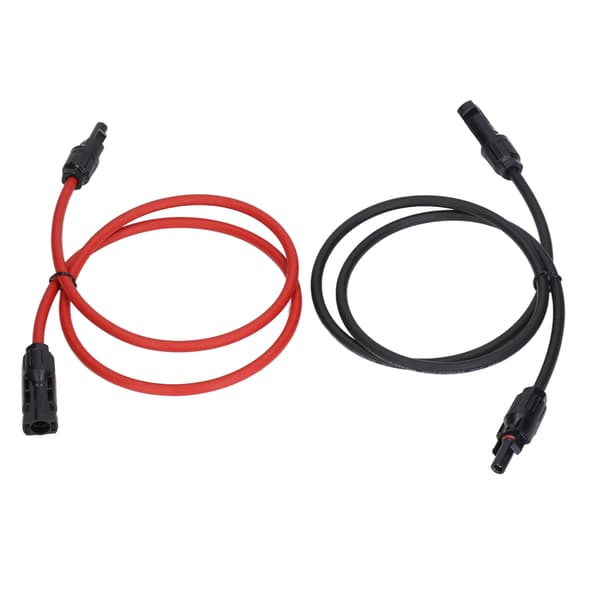2 stk Solcellepanel Forlengelseskabel 10AWG 6mm² Solcelle Forlengelseskabel Nominell Spenning 1000V DC Rød Svart 1m / 3.3ft