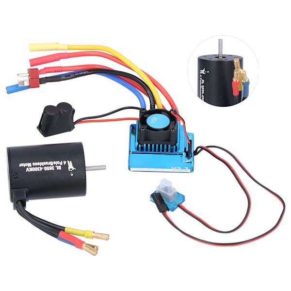 3650 4300KV 4P Børsteløs Motor + 60A Børsteløs ESC Sett for 1/10 Fjernstyrt Bil