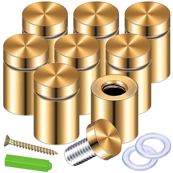 Guld skilt standoffs kit - 8 pakke 3/4\" X 6/5\" - Akryl billedramme ophængsskruer