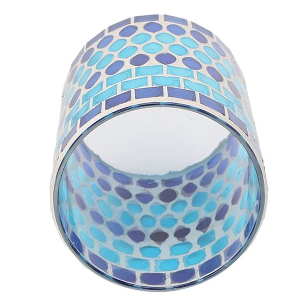 Mosaic Votive ljusstake Handgjord värmeljushållare i glas för heminredning Blå
