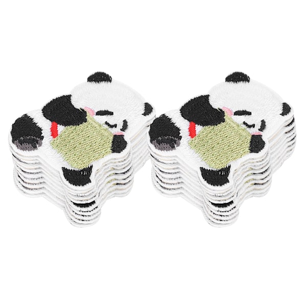 20 stk. Panda-patches, broderi, klæbemærker i stof, farve, håndlavet, gør-det-selv, strygemærkat
