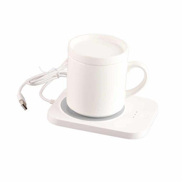 55℃ Mukikuppe Warmer USB-käyttöinen Maitokuppi Warmer 3 lämpötila-asetuksella Koti- ja Toimistopöydän Käyttöön Valkoinen