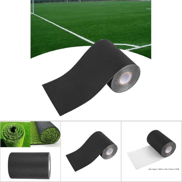 150 mm * 10 m Kunstgræs Samlingstape Plænetape Græstæppe Græslimtape (Sort)