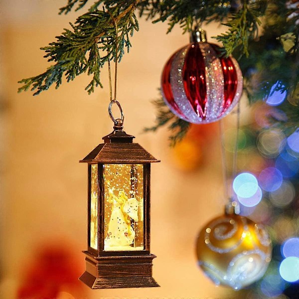 Mini Lyhty Jouluvalot Koristeelliset Joulukuusi Kodin Sisustus, Valaistut Joulu Kristallilasi Lumipallot Yövalo Joululomat (Chr