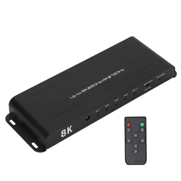 HD Multimedia Interface Switcher 4 Port Understøtter 8K 60Hz 4K 120Hz HDR HD Multimedia Interface Switcher 100‑240V UK Stik