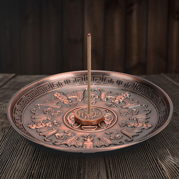 Røkelsesholder Five Blessing Plate Stick Brenner Stativ Lilla Bronse Sink Legering Hjem Tilbedelse