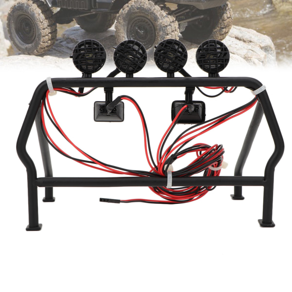 Metallinen rullahäkki, jossa 6 LED-valoa, sopii SCX10 1/10 Axial 4WD RC -autoon